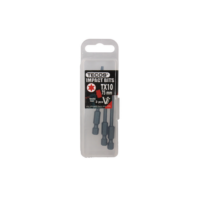 Torx Bits, TX10 × 75 mm, 3 stk.