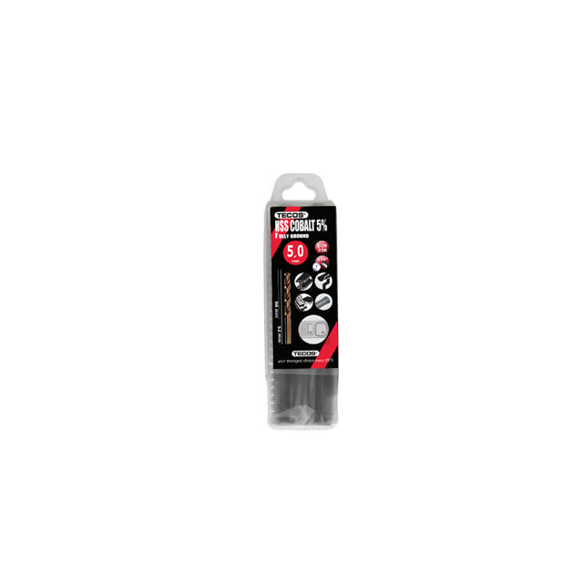 HSS-Cobalt borr 5,0 x 86 mm. DIN338 Box 10 stk.