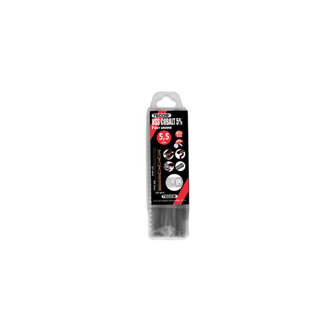 HSS-Cobalt borr 5,5 x 93 mm. DIN338 Box 10 stk.