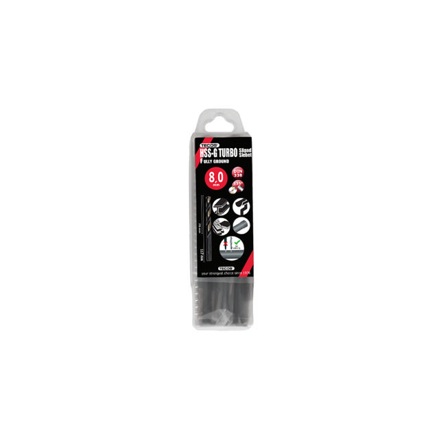 HSS-G Turbo borr, 8,0 x 117 mm, DIN 388, Box 10 stk.