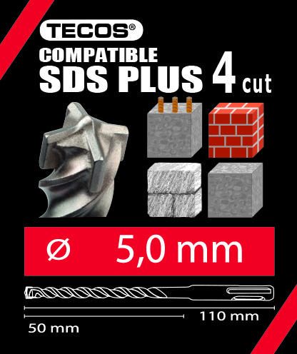 Hammarborr SDS Plus, 5 × 110 mm, 4-Skär