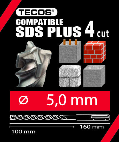 Hammarborr SDS Plus, 5 × 160 mm, 4-Skär