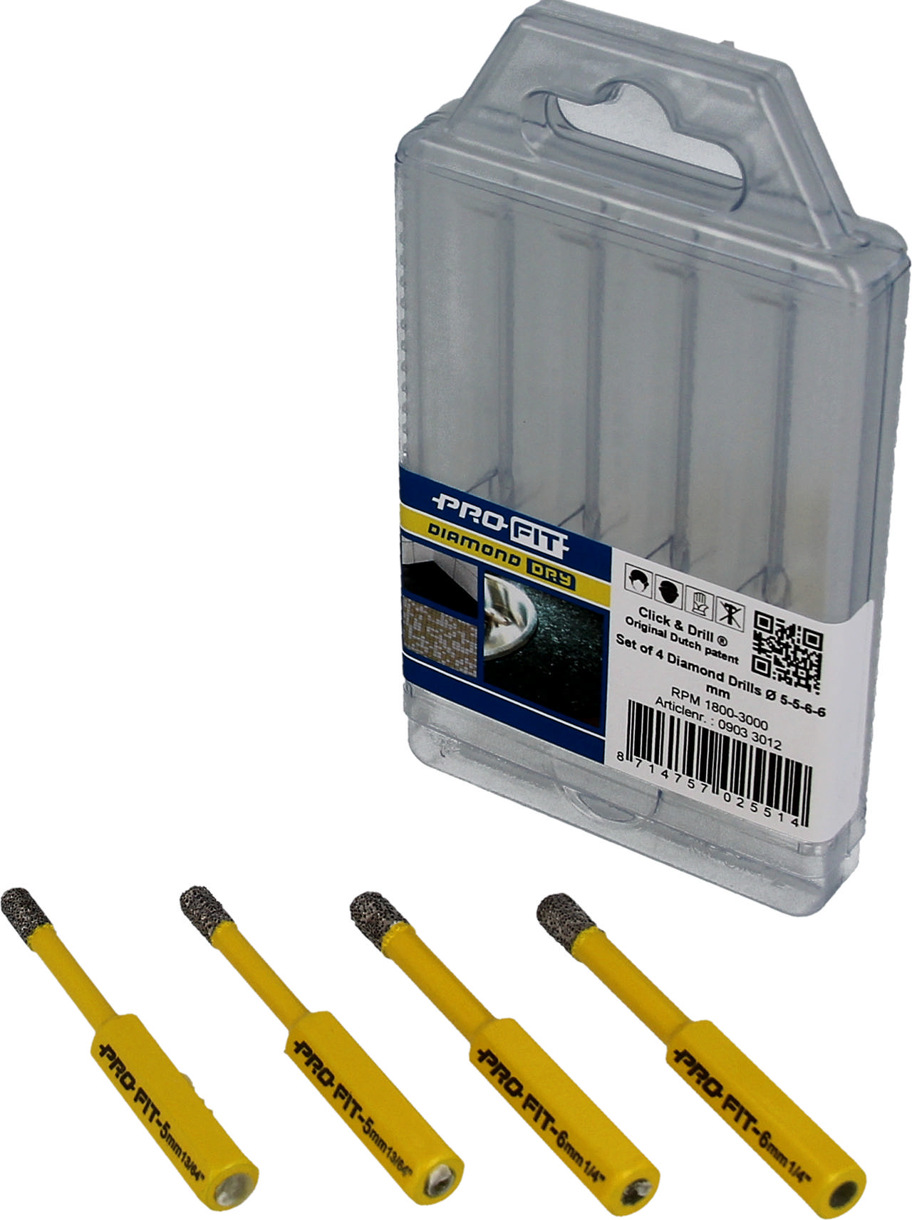 Diamantborsæt 4 dele: 2×5 mm og 2×6 mm