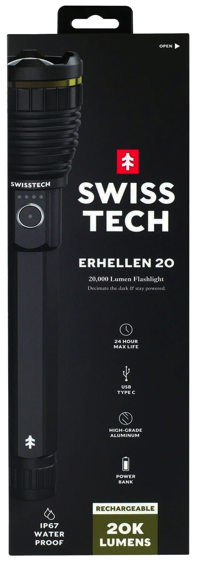 Erhellen 20, 20000 lumen LED-ficklampa