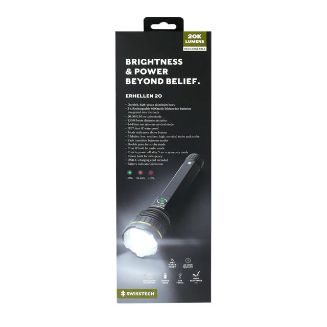 Erhellen 20, 20000 lumen LED-ficklampa