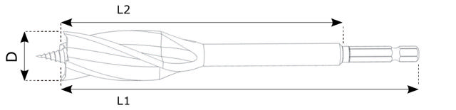 4 Flute Spiralborr 32 x 165 mm